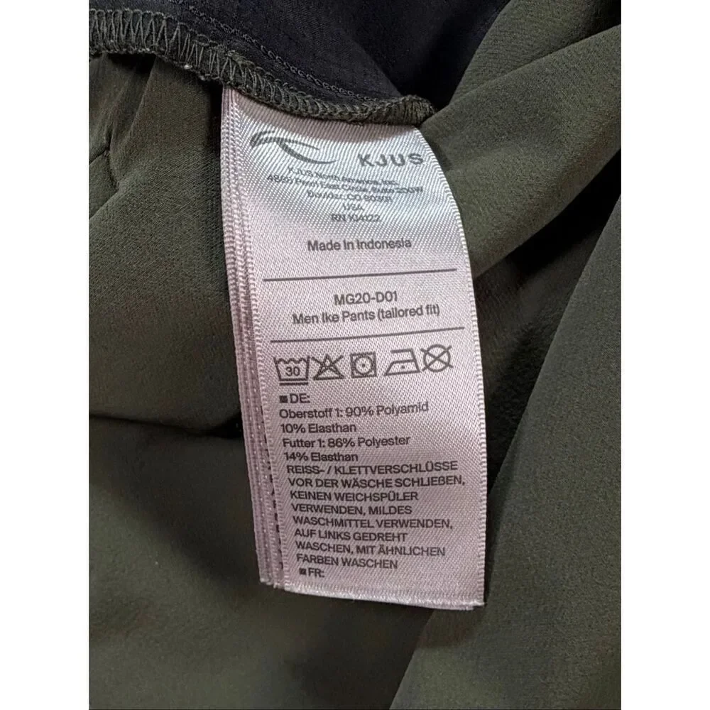 KJUS Ike Tailored Fit Golf Pants Men’s 35x32 Olive Green Stretch Performance